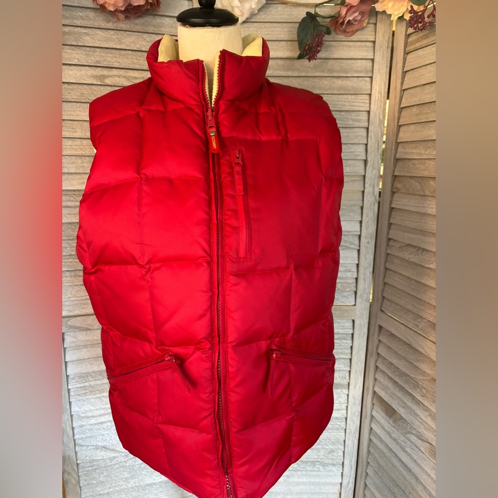 OLD NAVY Women’s Puffer Vest, Size LG, red, fleece lined, reversible